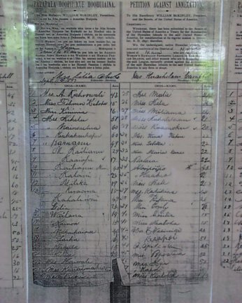 The 1897 'Ku`e Petition' Display